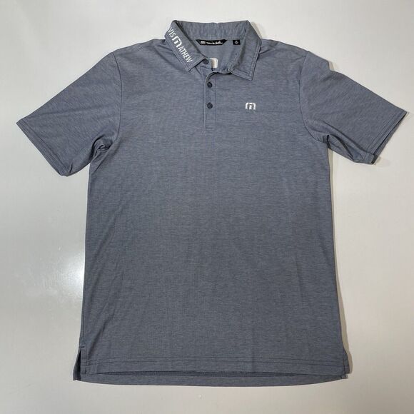 Travis Mathew Men’s Polo Shirt Blue Gray Golf Tour Embroidered Med - Picture 1 of 6